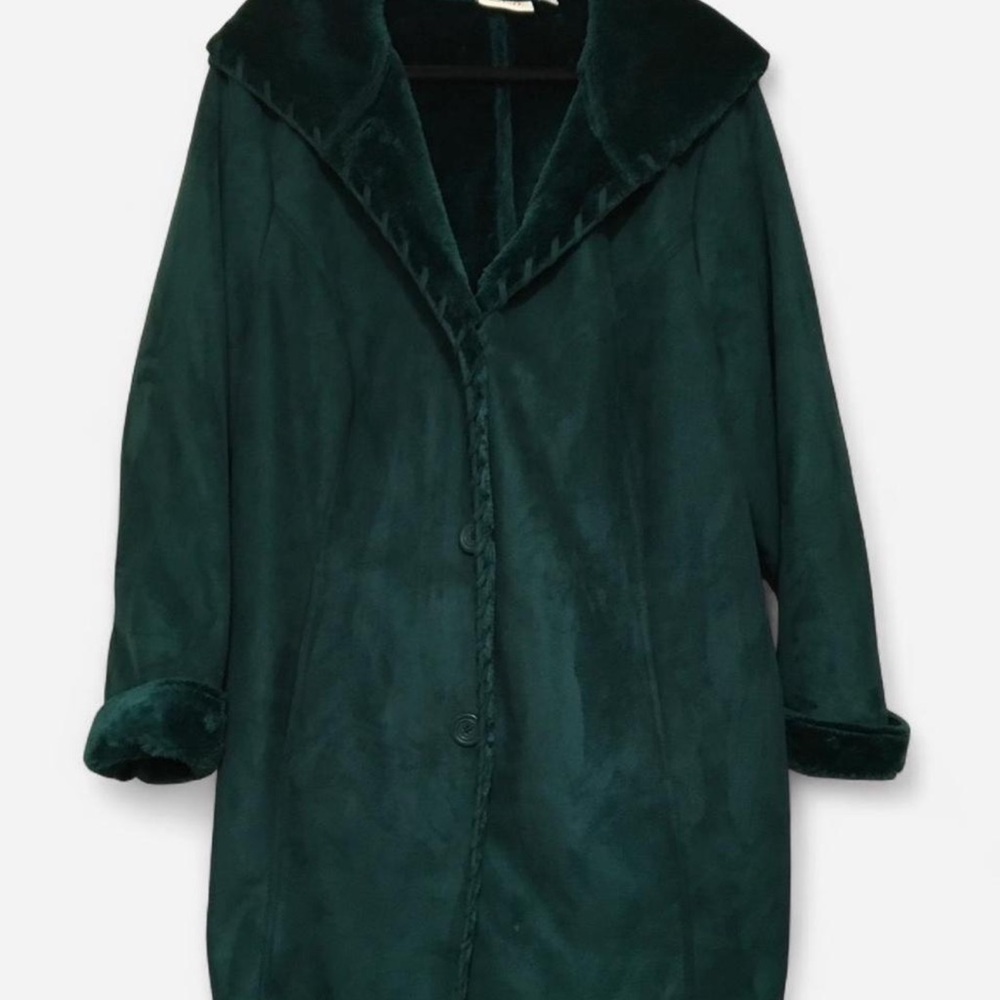 Denim&Co Dark Green Teddy Jacket